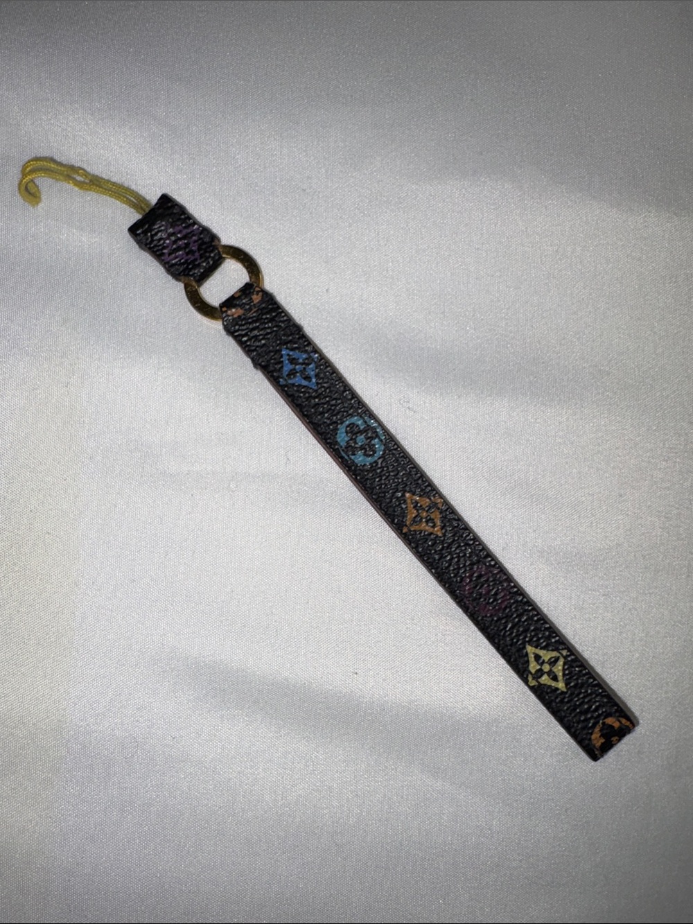 Louis Vuitton Murakami Multicolore Cell Phone Strap Dragonne Noir / Black LV EUC